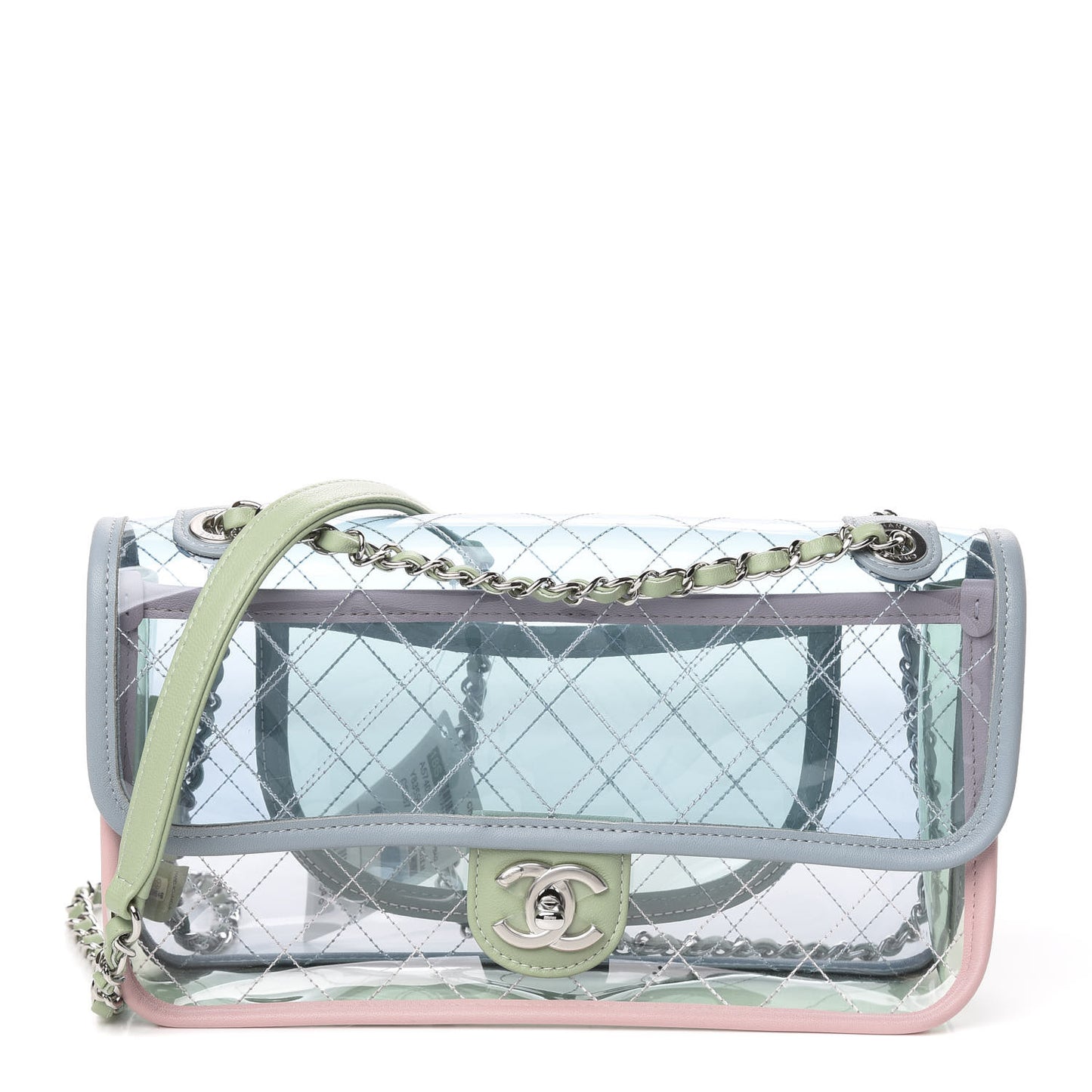 Lambskin PVC Quilted Medium Coco Splash Flap Blue Green