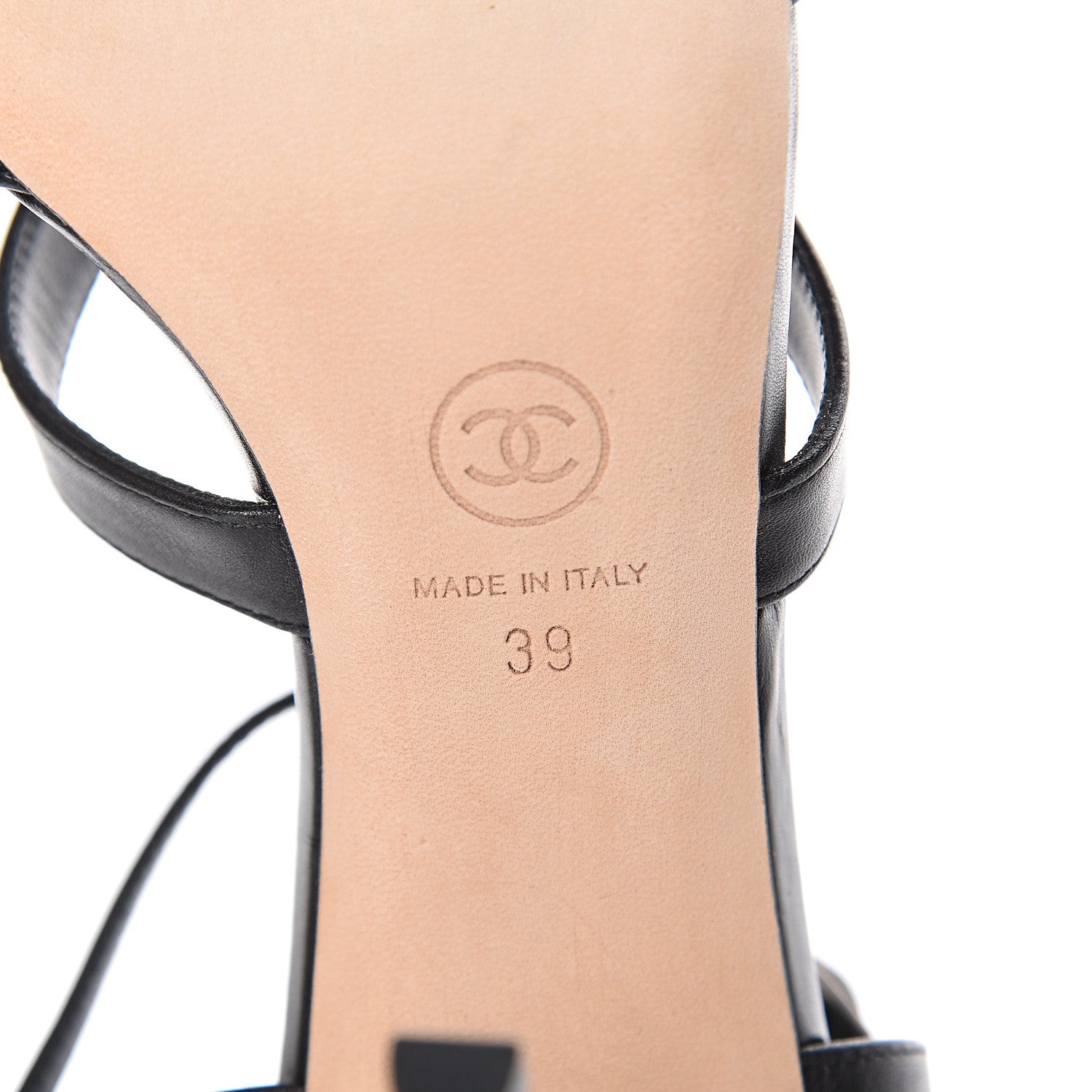 Chanel Lambskin Crystal CC Sandals 39 Black 7 of 9