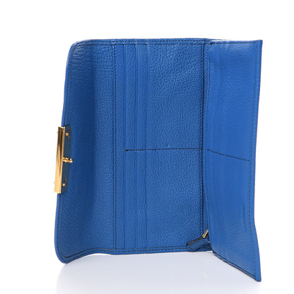 Miu Miu Goatskin Madras Flap Wallet Cobalto 4 of 10