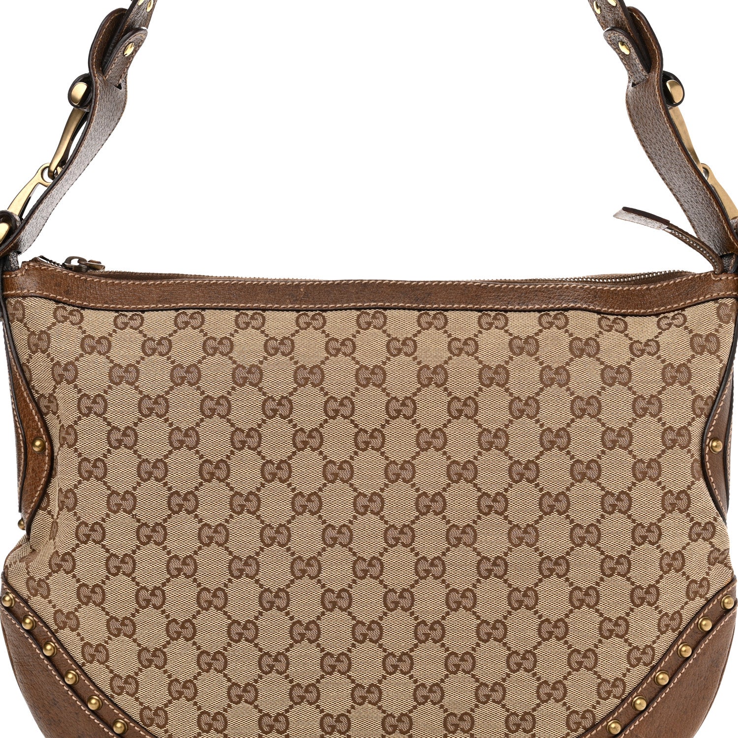 Gucci Monogram Pelham Studded Shoulder Bag Brown 8 of 13