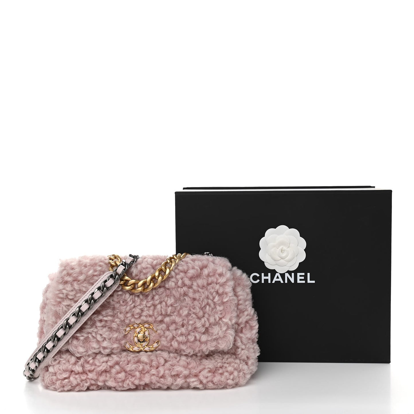 Shearling Sheepskin Medium Chanel 19 Flap Light Pink