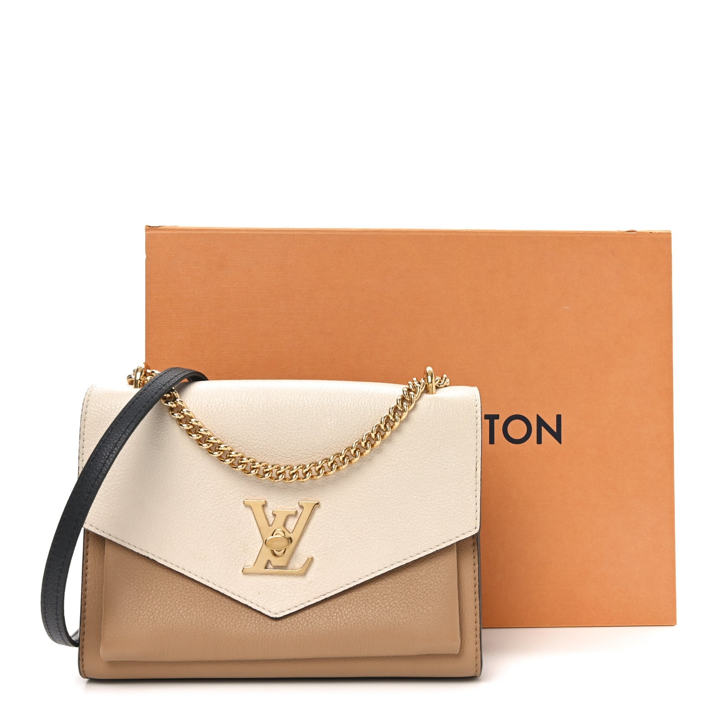 Soft Calfskin Mylockme Chain Bag BB Arizona Quartz Caramel