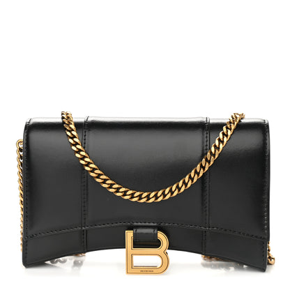 Balenciaga Shiny Box Calfskin Hourglass Chain Bag Black 1 of 8
