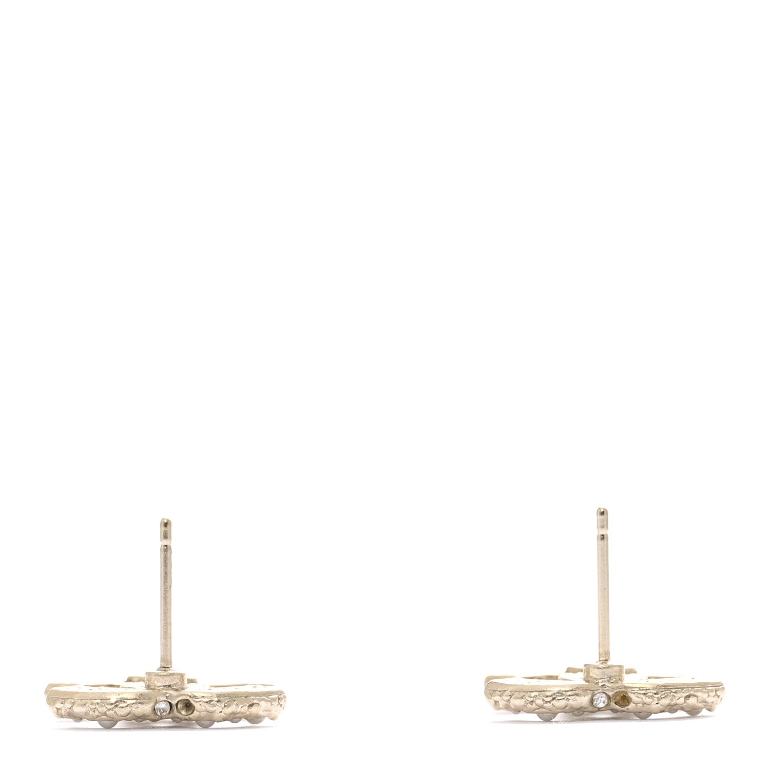 Chanel Metal Graduated Pearl Crystal CC Earrings Light Gold 3 of 7