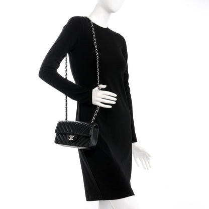 Chanel Caviar Chevron Quilted Mini Rectangular Flap Black 2 of 8