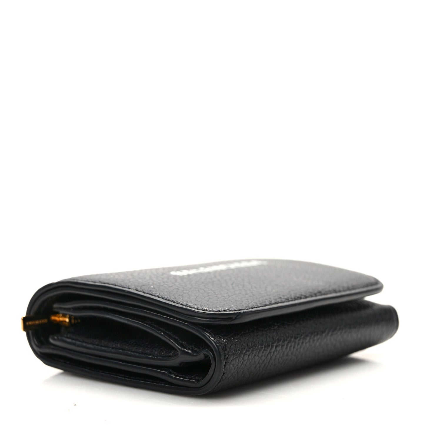Calfskin Logo Mini Cash Wallet Black