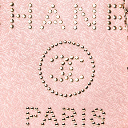 Chanel Caviar Small Studded Deauville Tote Light Pink 9 of 10