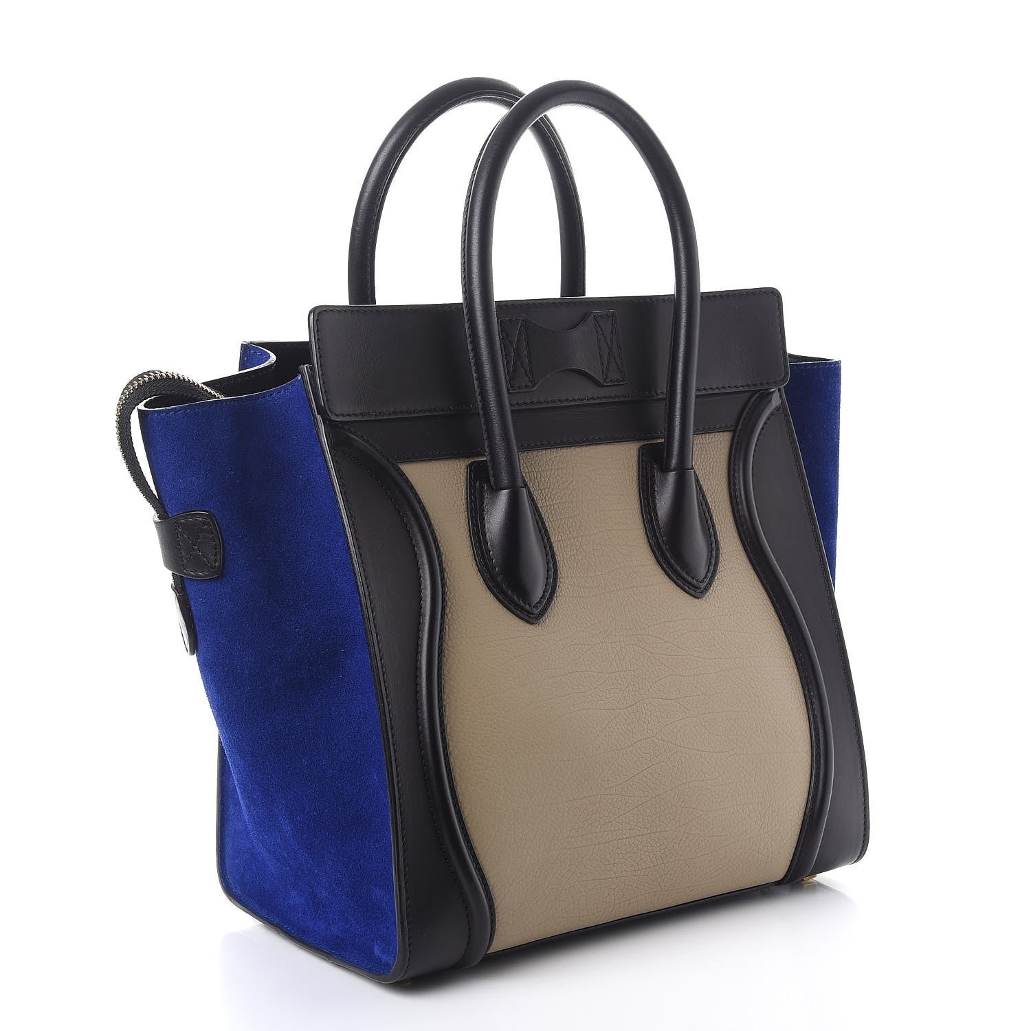 Celine Elephant Calfskin Suede Mini Tri-Color Luggage Sand 3 of 12