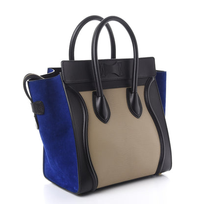 Celine Elephant Calfskin Suede Mini Tri-Color Luggage Sand 3 of 12