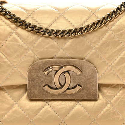Chanel Metallic Aged Calfskin Quilted CC Square Flap Light Gold 8 of 9