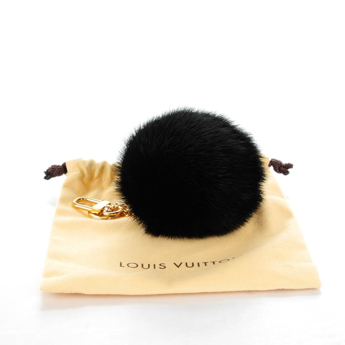 Mink Fur Bubble V Bag Charm Key Holder Black