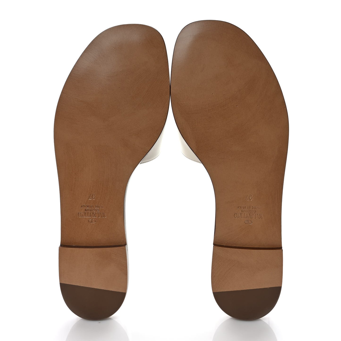 Calfskin Vlogo Flat Slide Sandals 37 Light Ivory