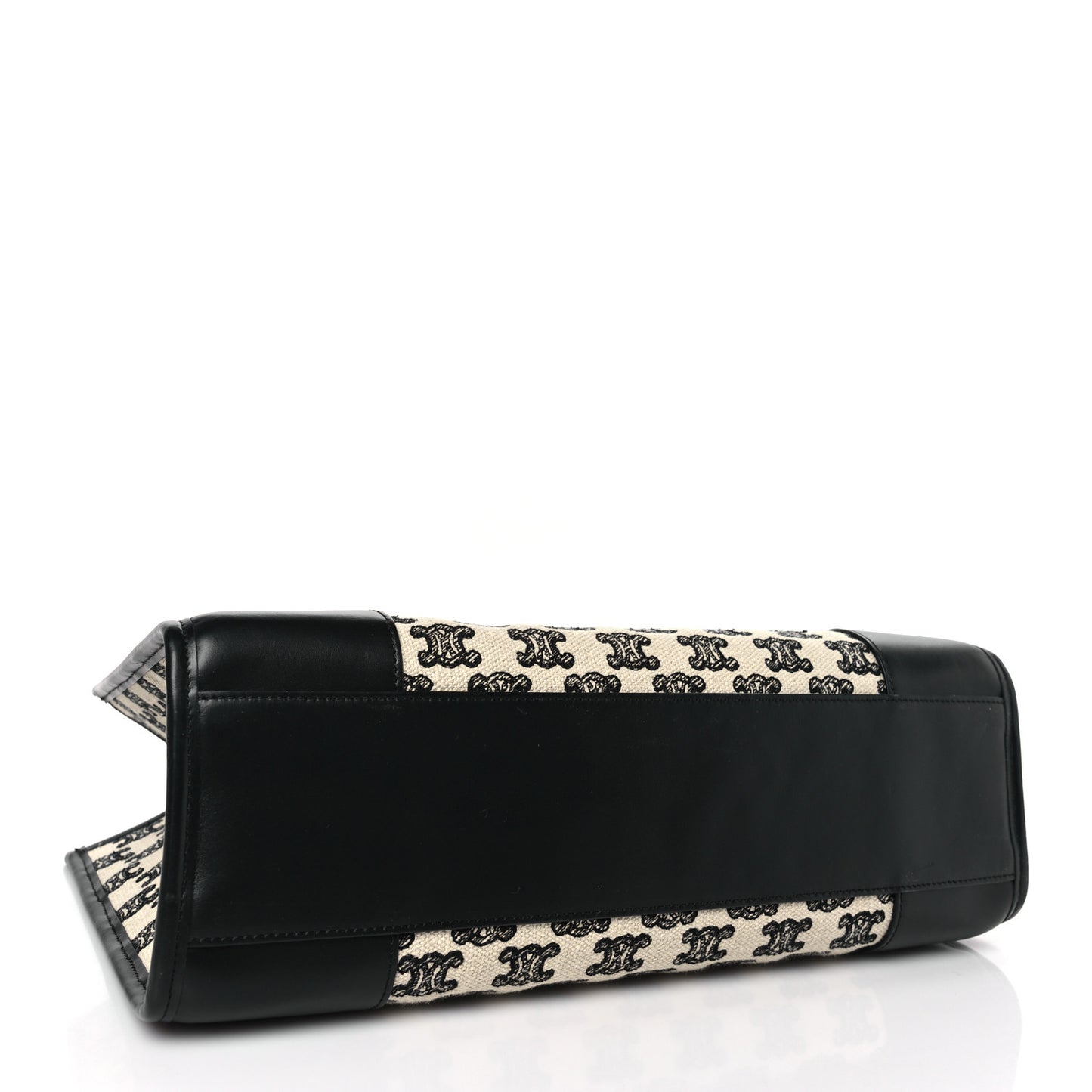 Canvas Calfskin Triomphe Embroidered Mini Horizontal Cabas Black