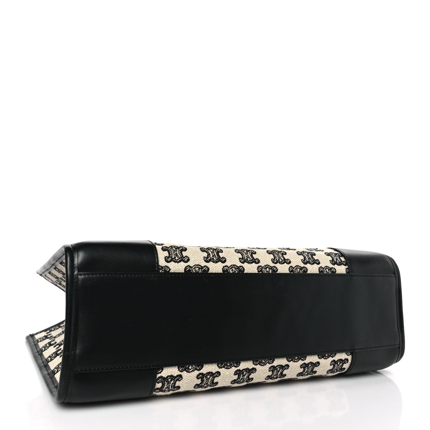 Celine Canvas Calfskin Triomphe Embroidered Mini Horizontal Cabas Black 4 of 8