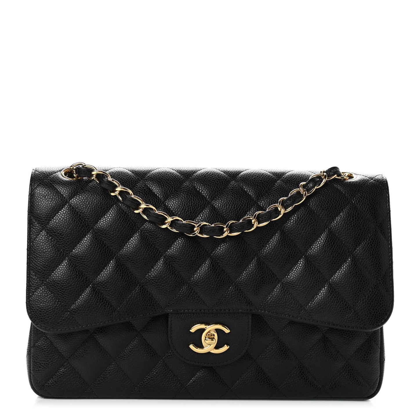 Caviar Quilted Jumbo Double Flap Black