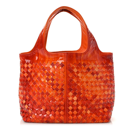 Bottega Veneta Patent Nappa Intrecciato Tote Orange 1 of 9