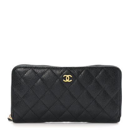 Chanel Caviar Quilted Large Gusset Zip Around Wallet Black 1 of 11