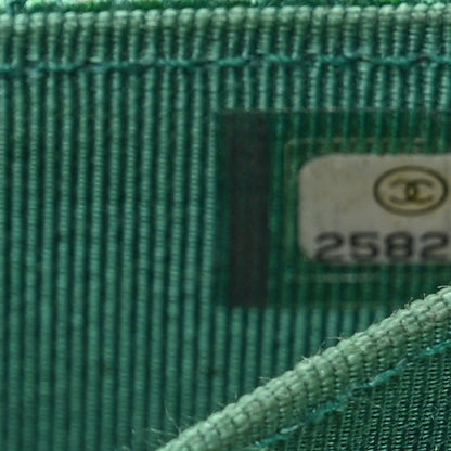 Chanel Metallic Caviar Quilted Flap Card Holder Wallet Green 7 of 8