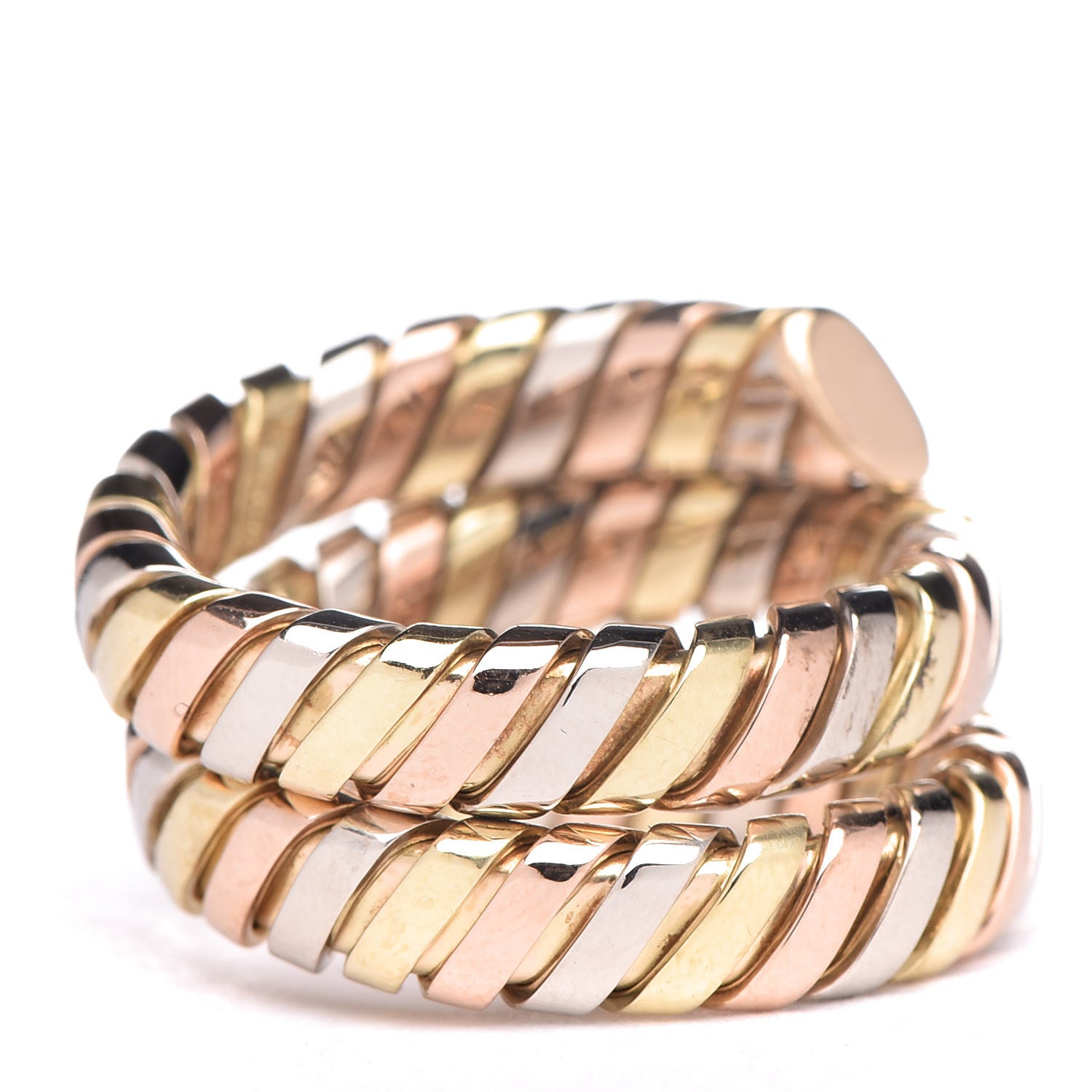 Bulgari 18K Rose Yellow White Gold Tubogas Ring 53 6.5 4 of 5