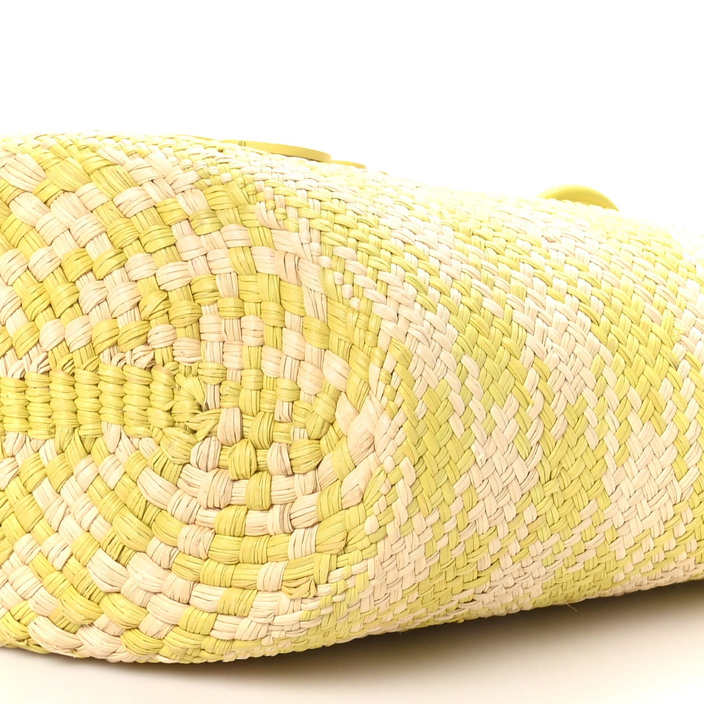 Calfskin Raffia Paulas Ibiza Small Anagram Basket Tote Bag Natural Lime Green