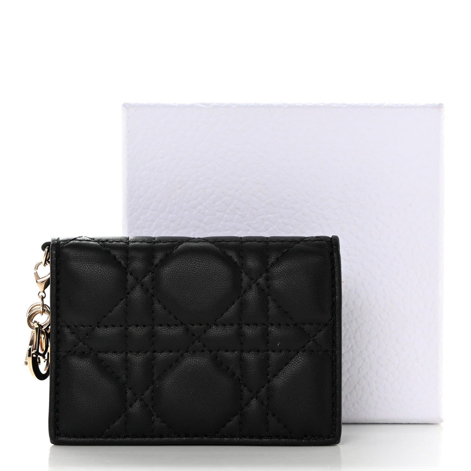 Christian Dior Lambskin Cannage Small Lady Dior Flap Card Holder Black 9 of 9
