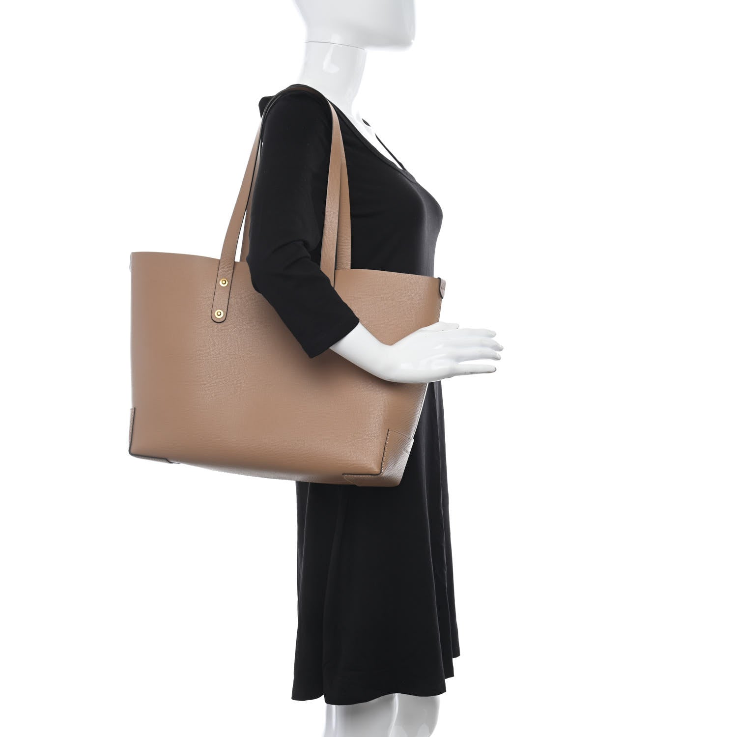 Burberry Grainy Calfskin Haymarket Check Tote Camel 2 of 11