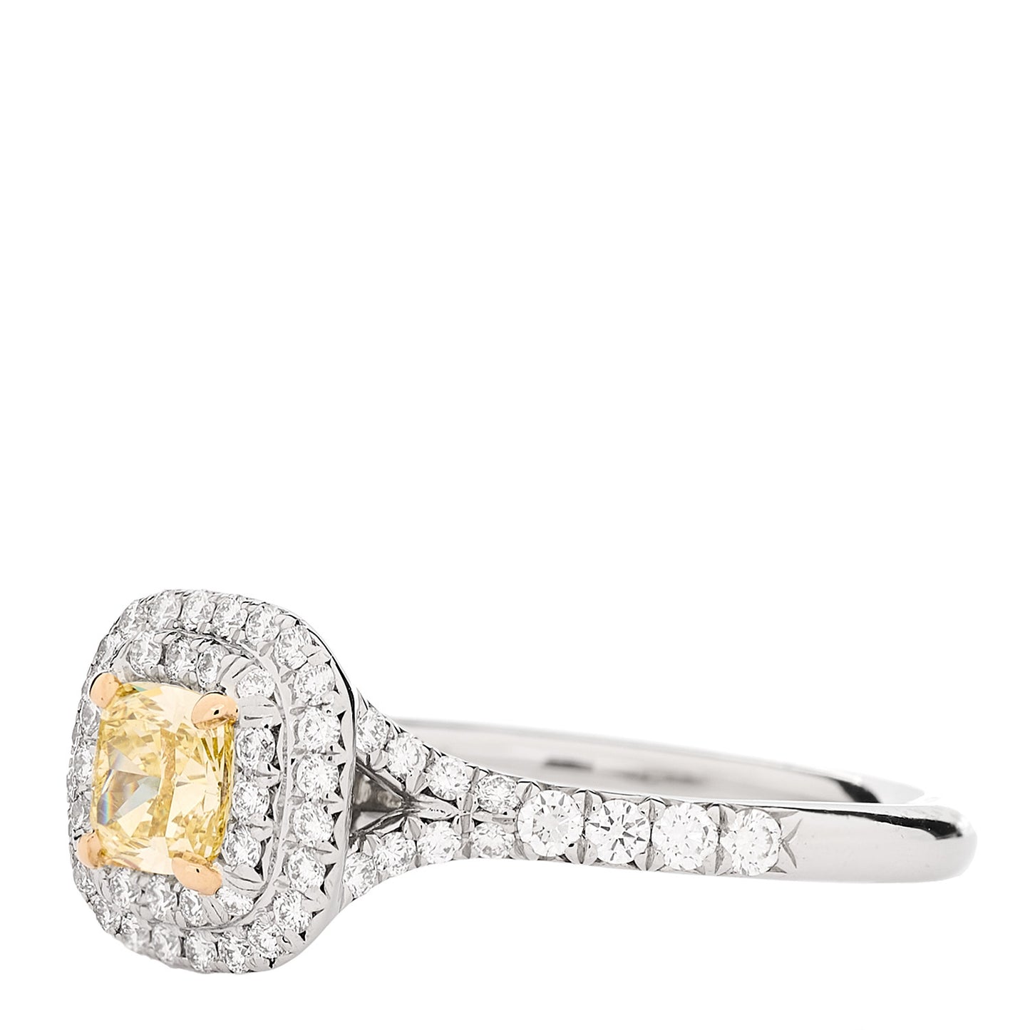 Platinum 18K Yellow Gold Fancy Yellow Diamond .47ct Soleste Engagement Ring 50 5.25
