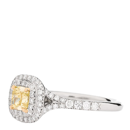 Tiffany Platinum 18K Yellow Gold Fancy Yellow Diamond .47ct Soleste Engagement Ring 50 5.25 3 of 5