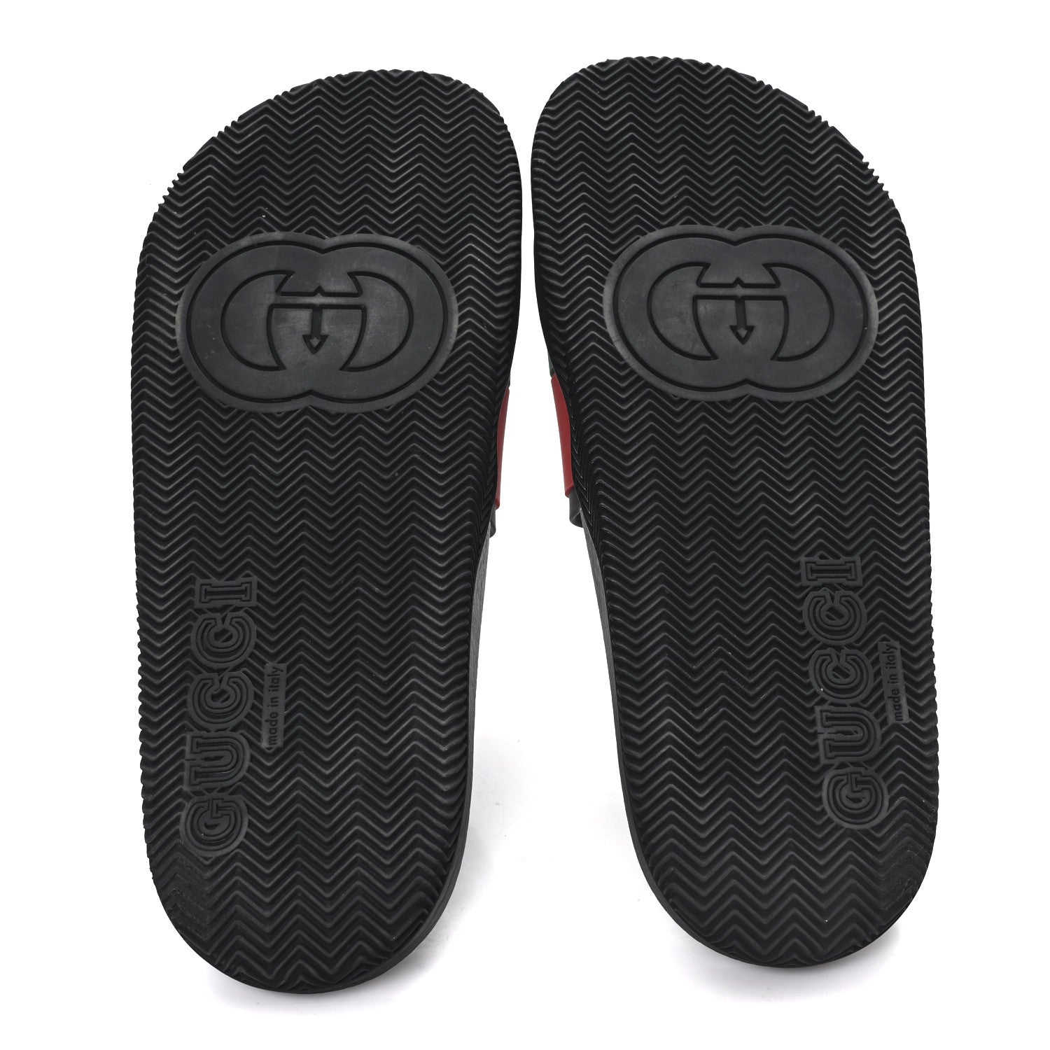 Gucci Rubber Web Womens Interlocking G Slide Sandals 40 Black Green Red 6 of 8