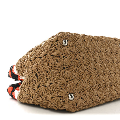 Prada Raffia Crochet Colorblock Giardiniera Tote Caramel Papaya 8 of 10