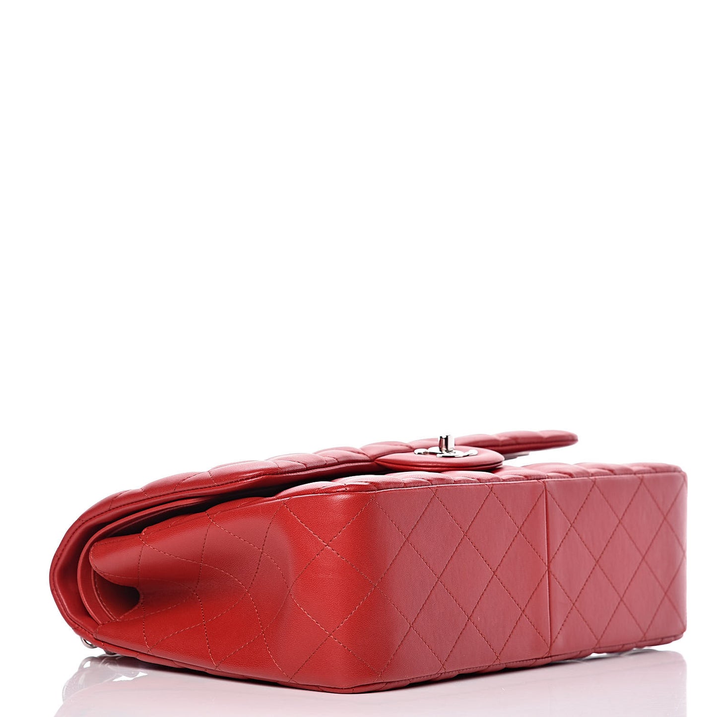 Lambskin Quilted Jumbo Double Flap Red
