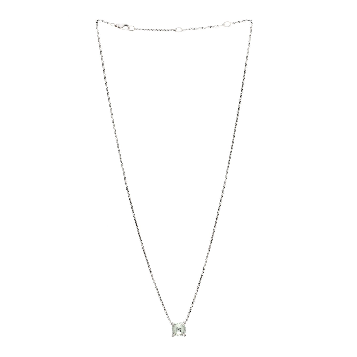 David Yurman Sterling Silver Diamond Prasiolite 9mm Petite Chatelaine Pendant Necklace 3 of 4