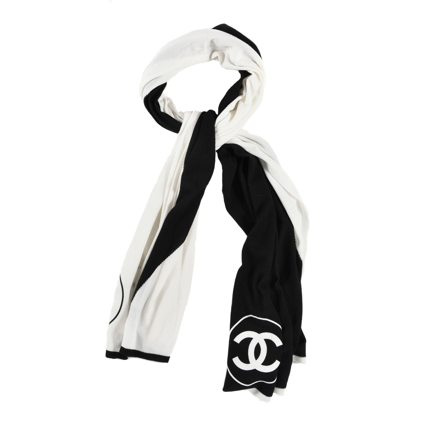 Wool CC Scarf White Black
