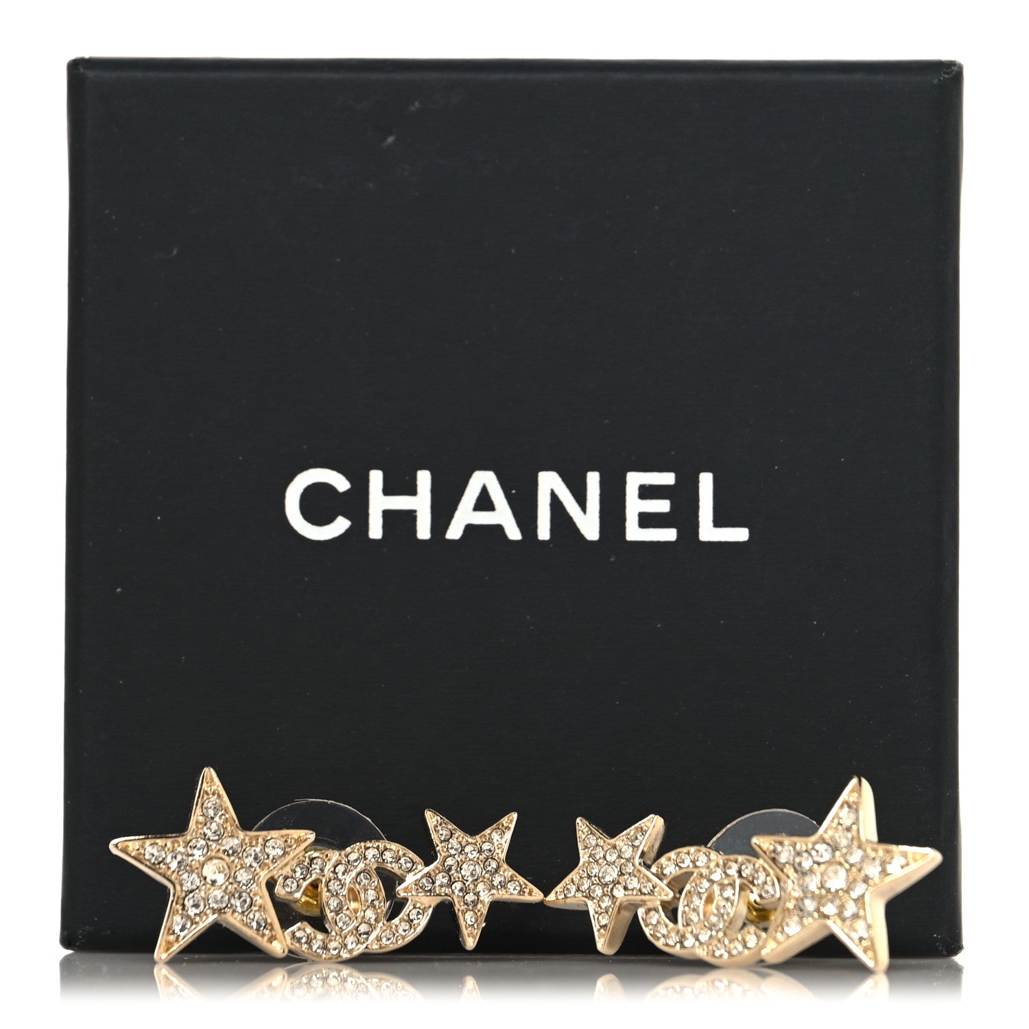 Chanel Crystal Star CC Earrings Gold 5 of 5