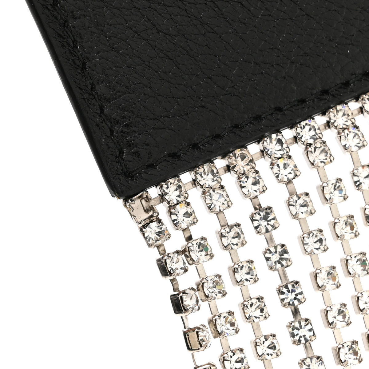 Goatskin Madras Crystal Card Holder Fringe Crossbody Black