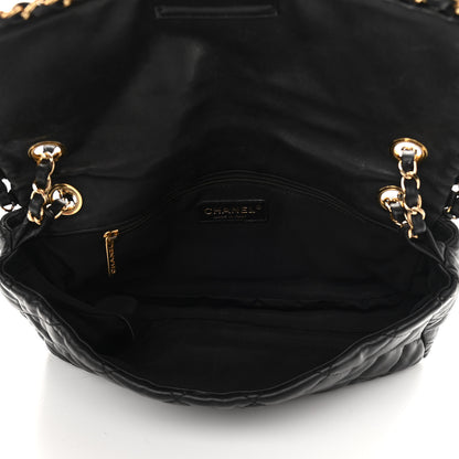 Chanel Crumpled Calfskin Quilted Large Chain All Over Flap Bag Black 4 of 11