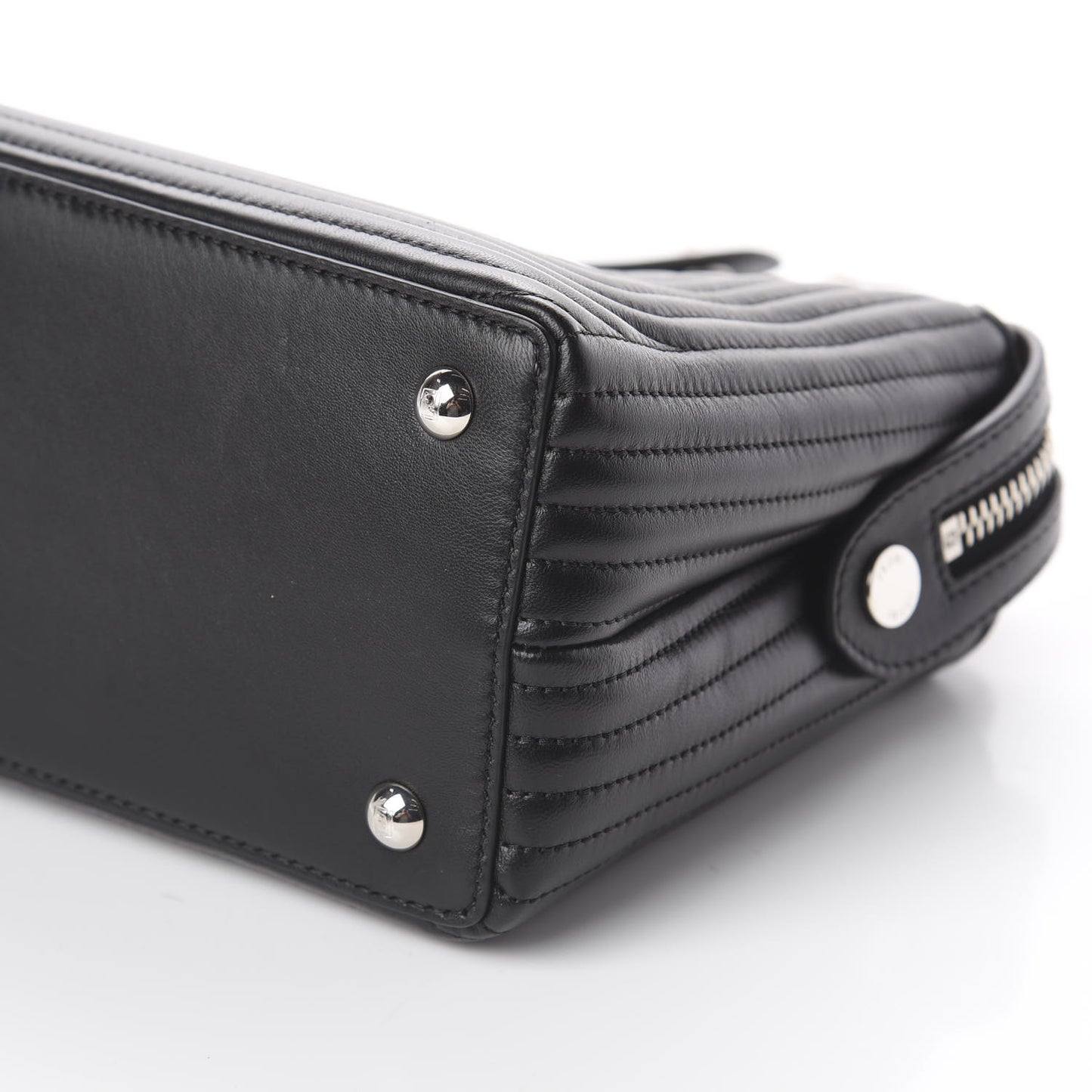 Shiny Nappa Trapuntata Chain Small DotCom Click Chain Satchel Black