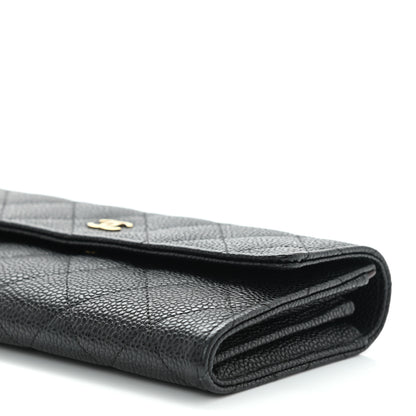 Chanel Caviar Quilted Large Gusset Flap Wallet Black 11 of 12