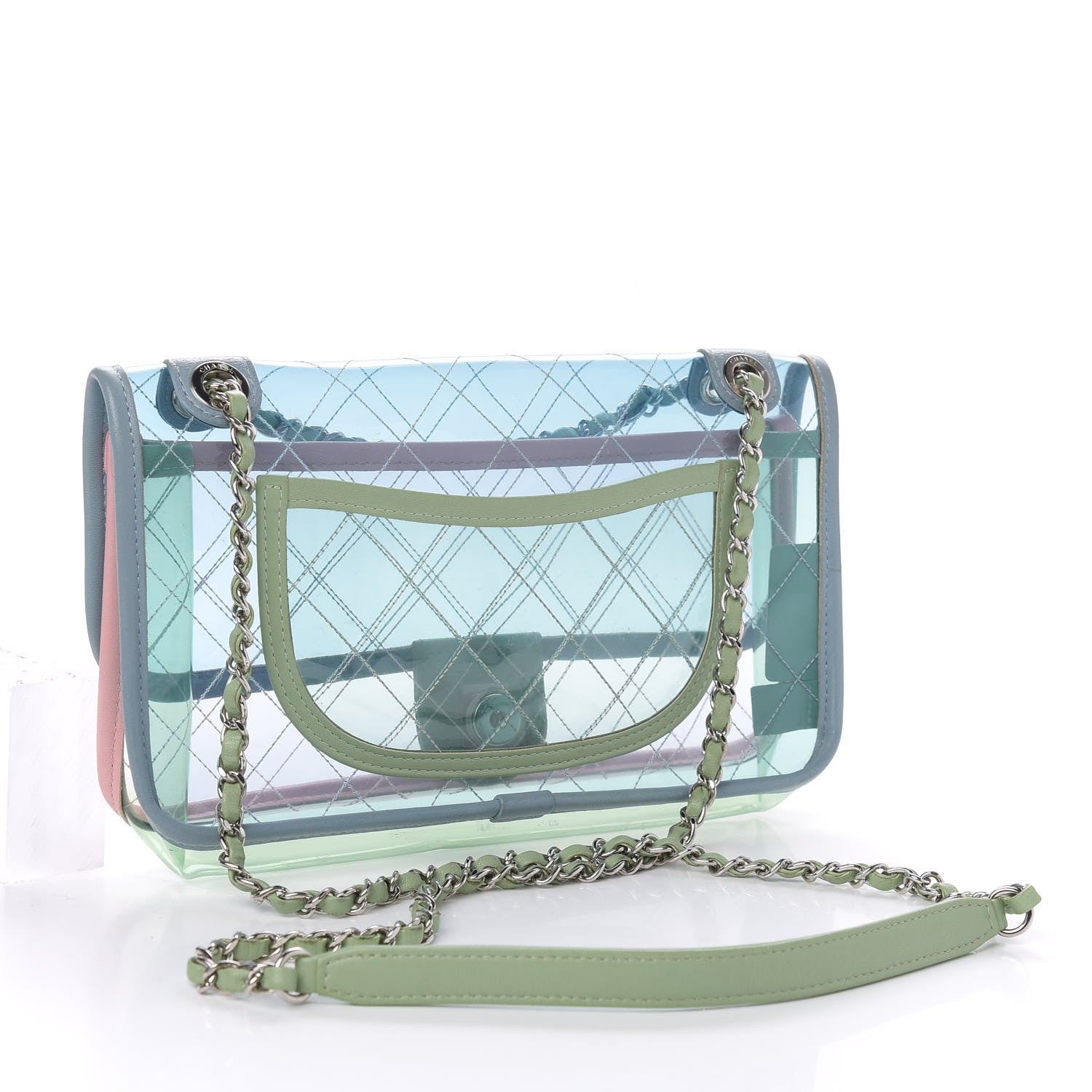 Chanel Lambskin PVC Quilted Medium Coco Splash Flap Blue Green 3 of 11