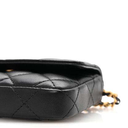Chanel Lambskin Enamel Quilted Coco Hearts Clutch With Chain Black 11 of 12