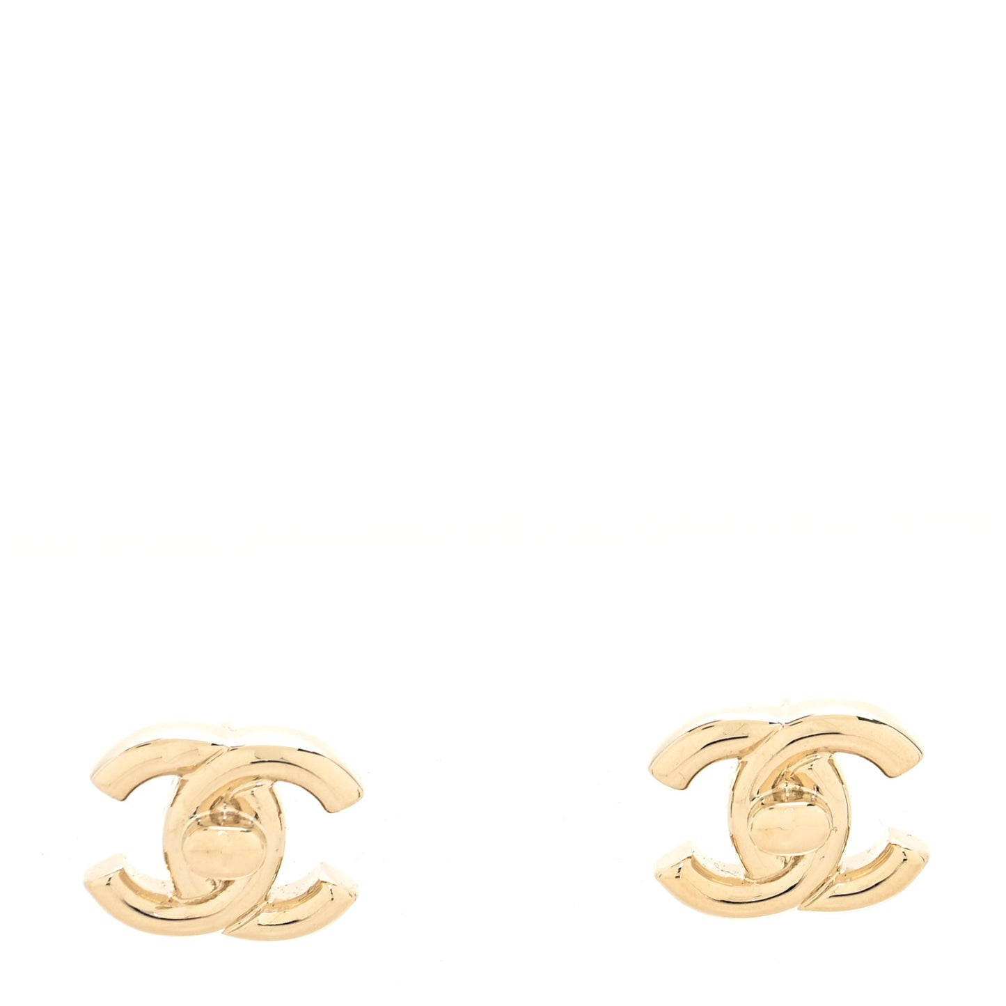 Metal CC Turnlock Earrings Gold