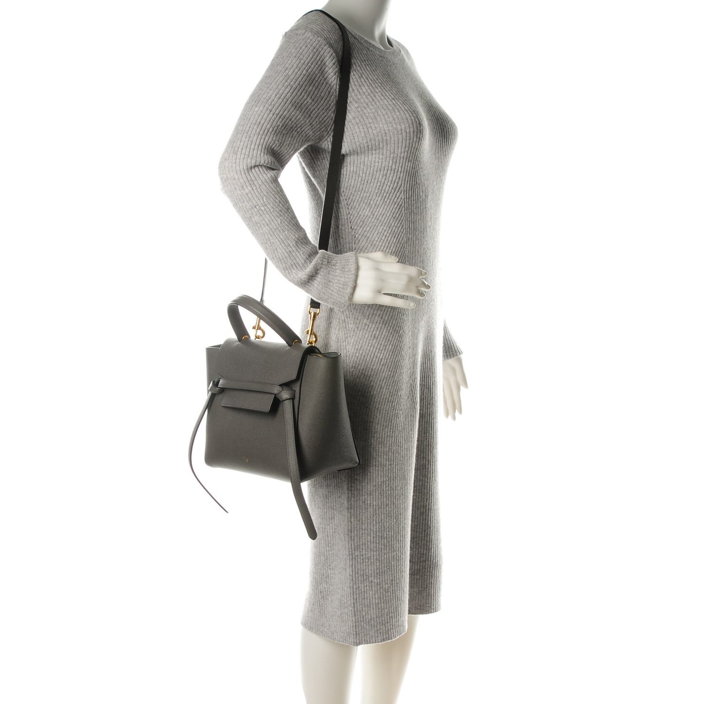 Baby Grained Calfskin Micro Belt Bag Grey