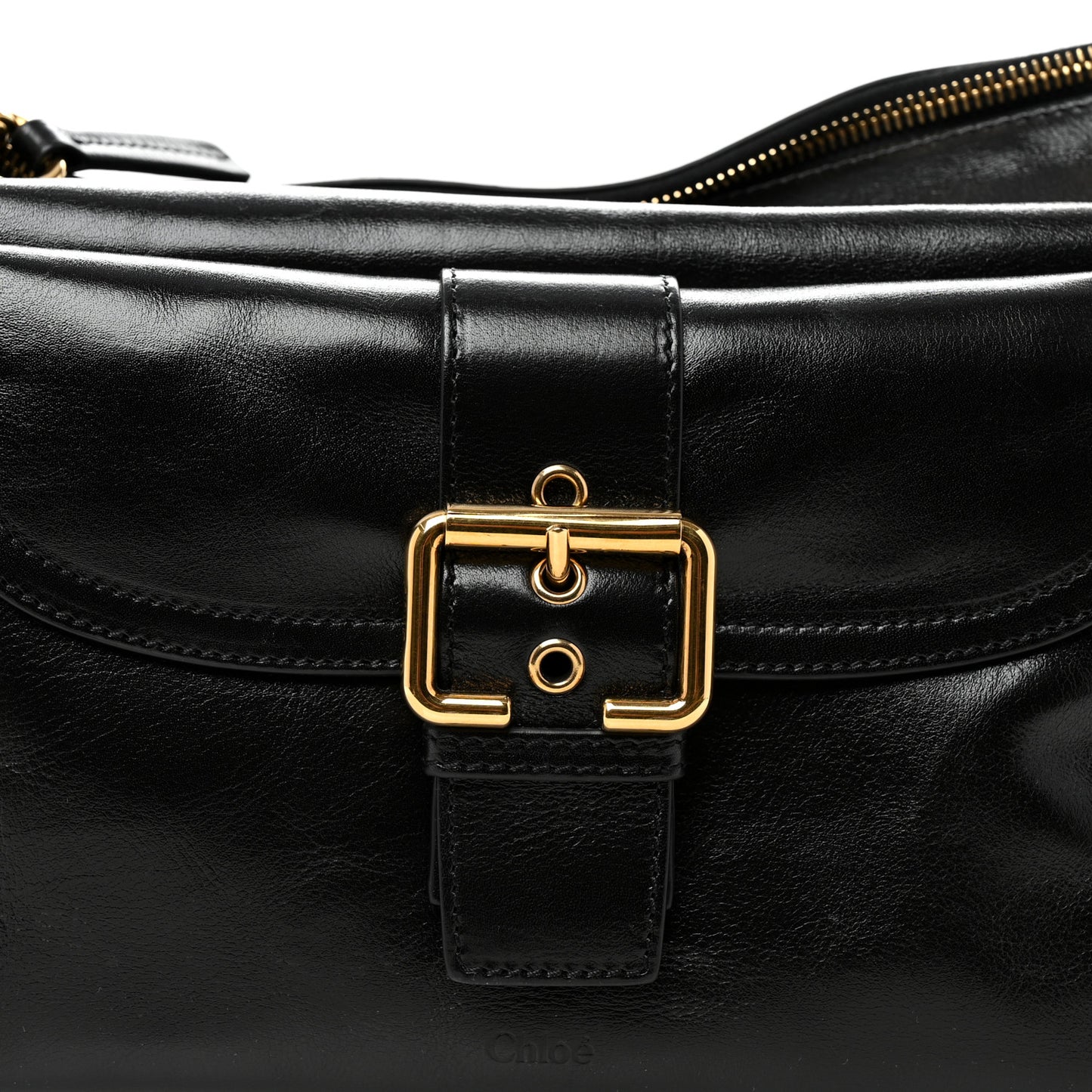 Shiny Calfskin Medium Double Carry Camera Bag Black