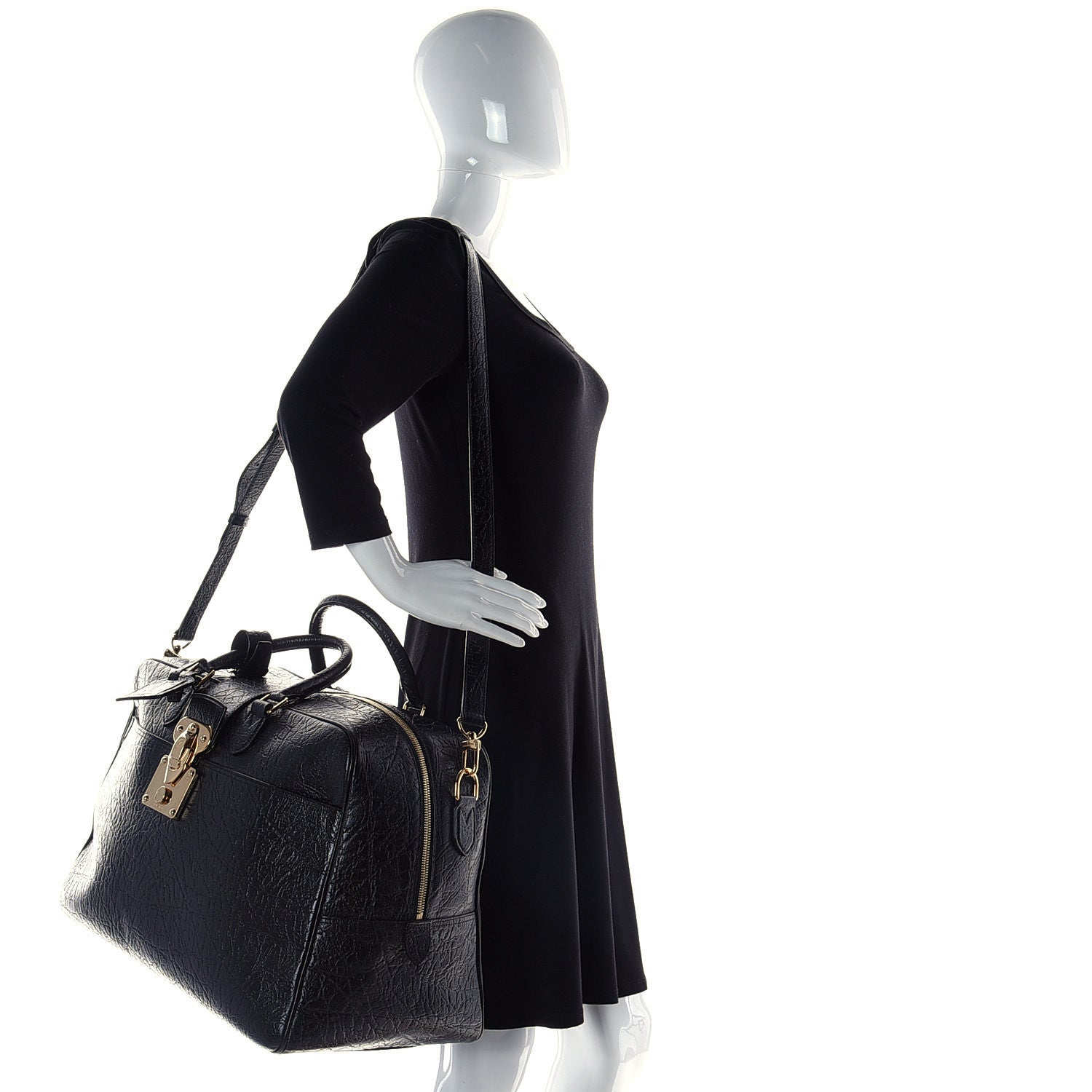Louis Vuitton Cuir Indra Duffle Bag Black 2 of 15