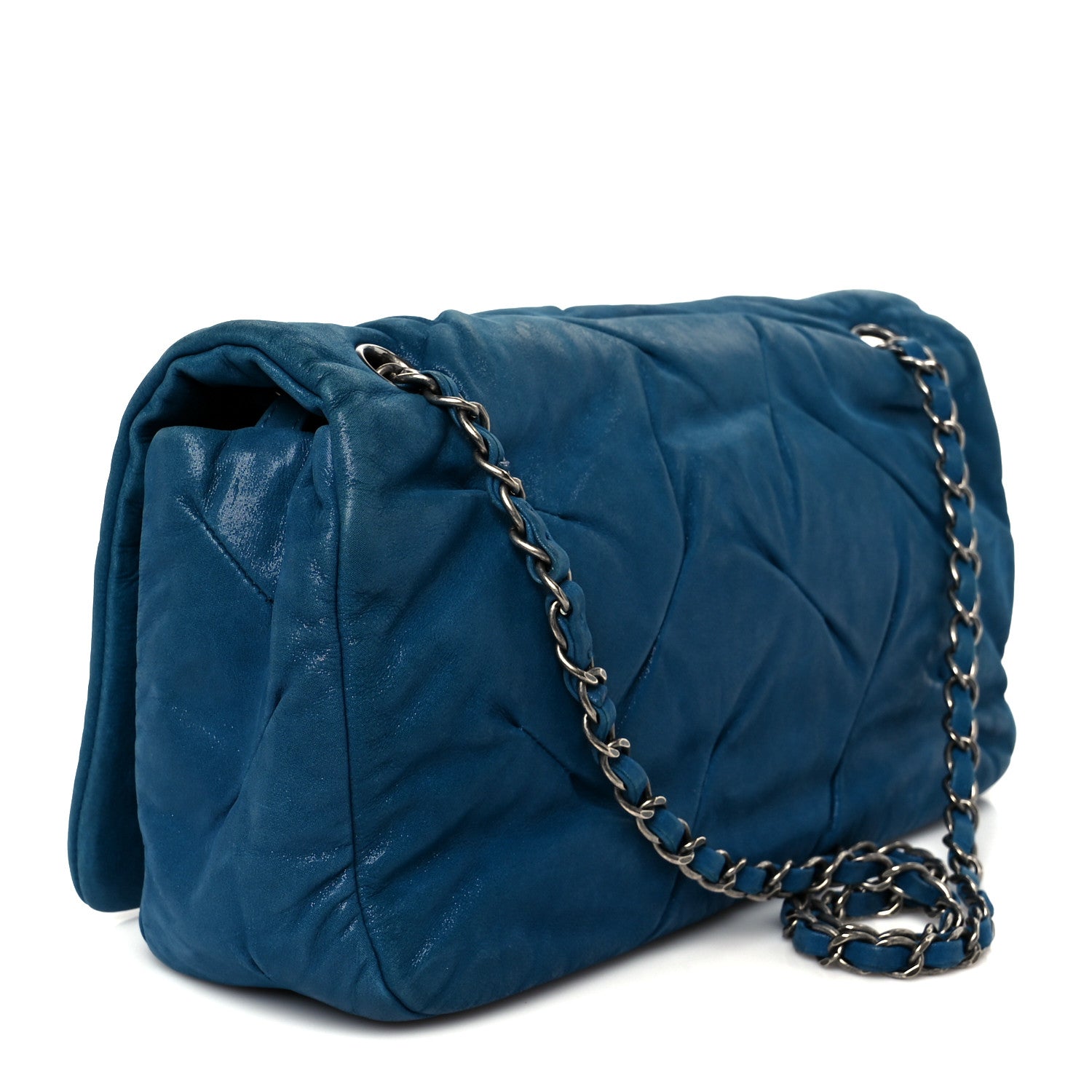 Chanel Iridescent Calfskin Glint Flap Blue 3 of 10