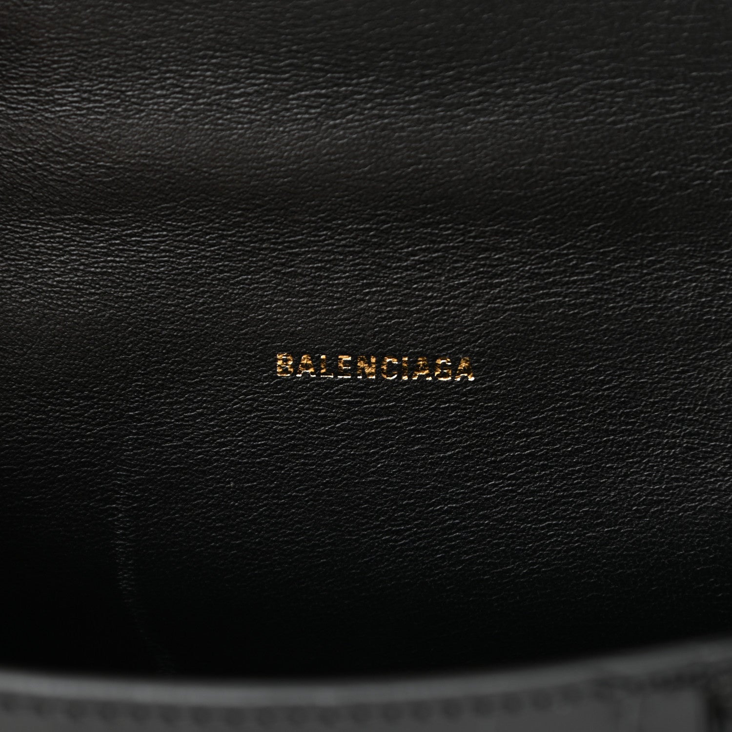 Balenciaga Shiny Calfskin Crocodile Embossed Hourglass Top Handle Bag XS Black 6 of 10
