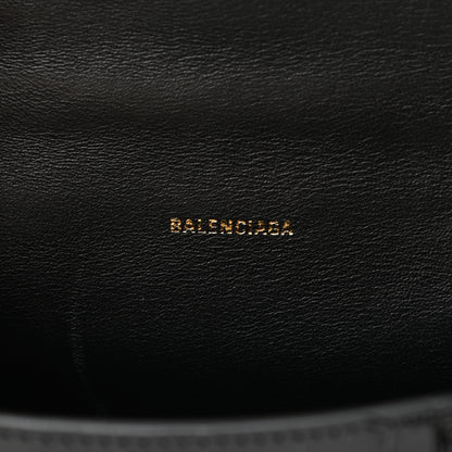 Balenciaga Shiny Calfskin Crocodile Embossed Hourglass Top Handle Bag XS Black 6 of 10