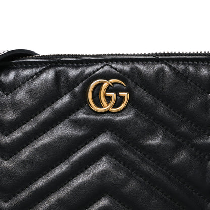 Gucci Calfskin Matelasse GG Marmont Flat Messenger Bag Black 8 of 11