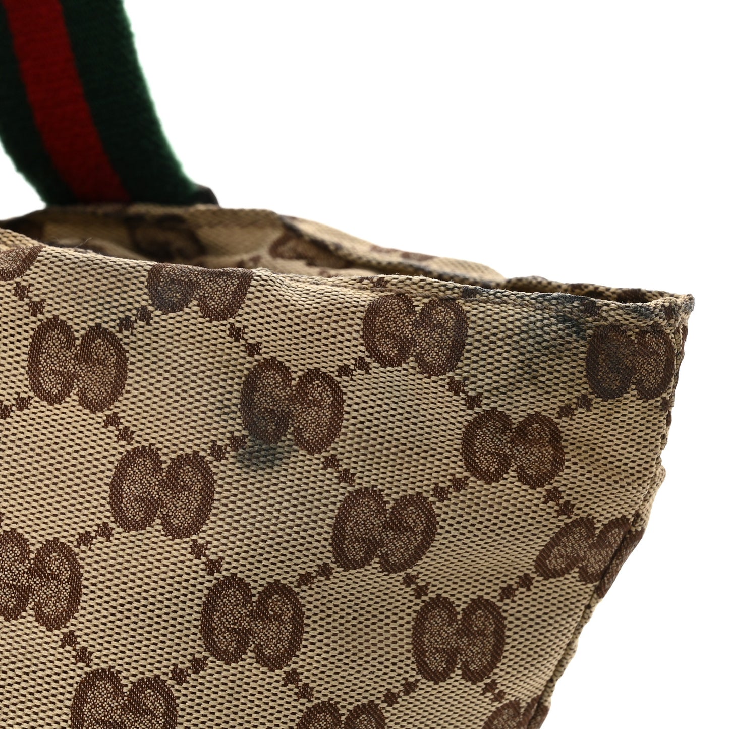 GG Monogram Small Web Handle Bucket Tote Dark Brown