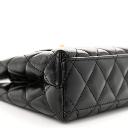 Chanel Shiny Aged Calfskin Quilted Nano Kelly Shopper Black 9 of 12